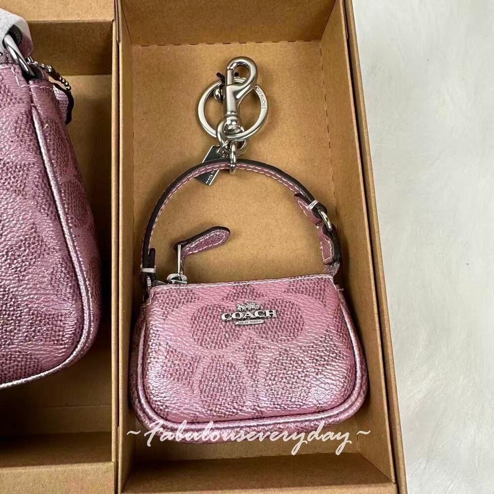 Coach Boxed Nolita 19 And Nolita Bag Charm Set In Signature Canvas Pink CCK96 - Picture 4 of 7